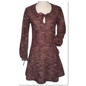 Casting Mini Dress Chevron Knit Brown Purple Size S
